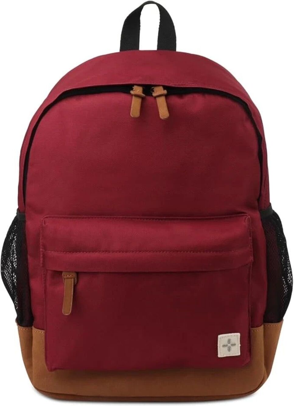 SUN + STONE Burgundy Backpack Canvas School Laptop Bookbag RILEY